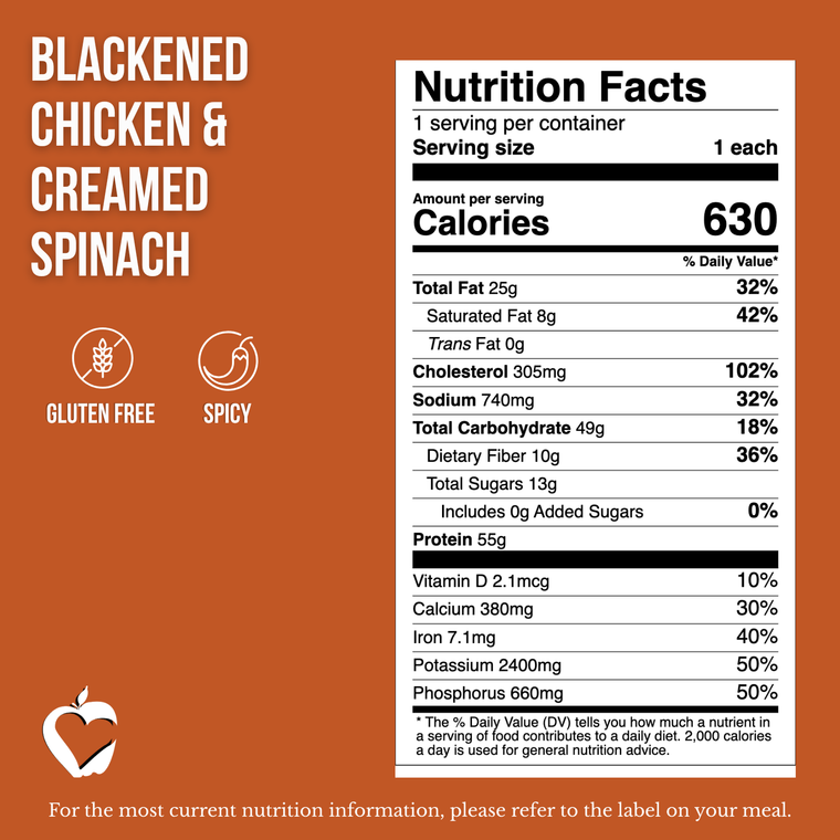 Blackened Chicken & Creamed Spinach