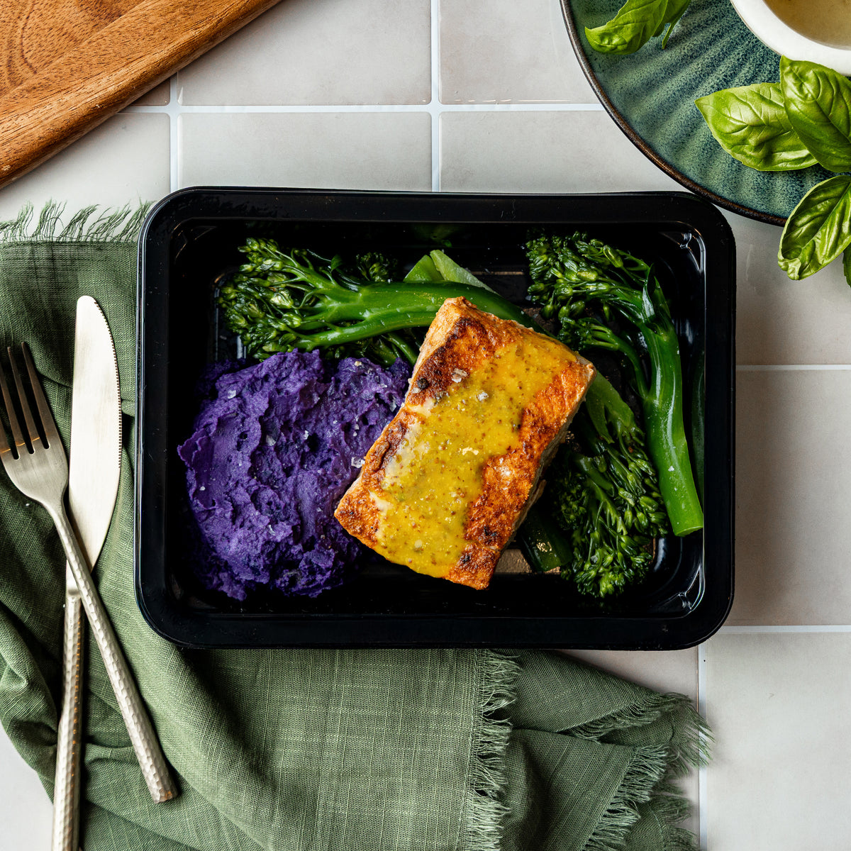 Maple Mustard Salmon & Purple Potato Mash
