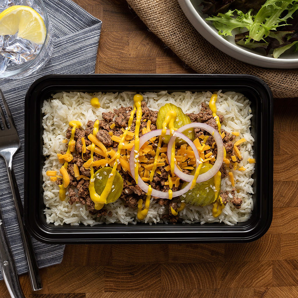 cheeseburger bowl overhead