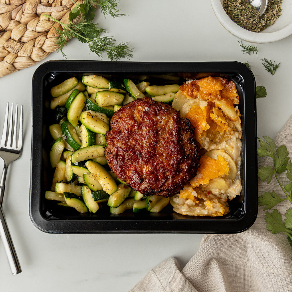 BBQ Turkey Burger & Au Gratin