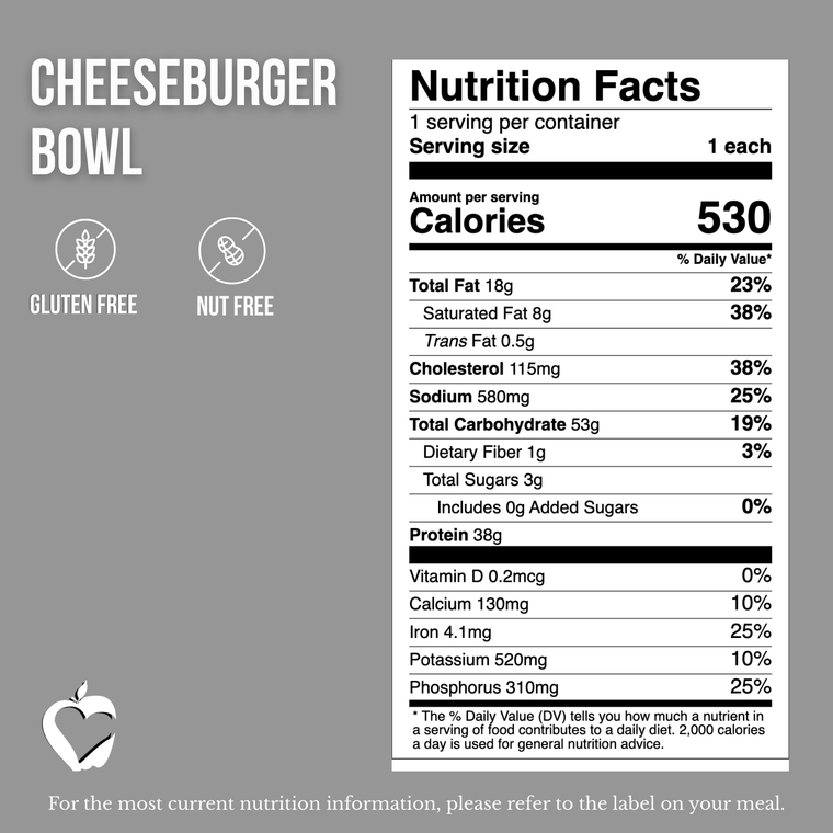 Tazón de hamburguesa con queso