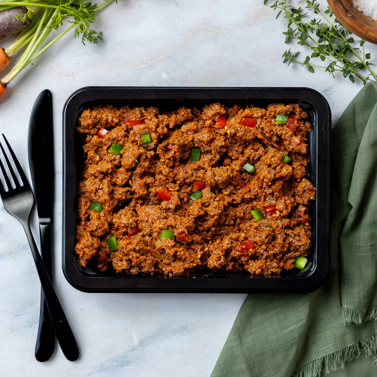 Cowboy Chili - Ground beef, tomatoes, green pepper, yellow onion, jalapeño, garlic