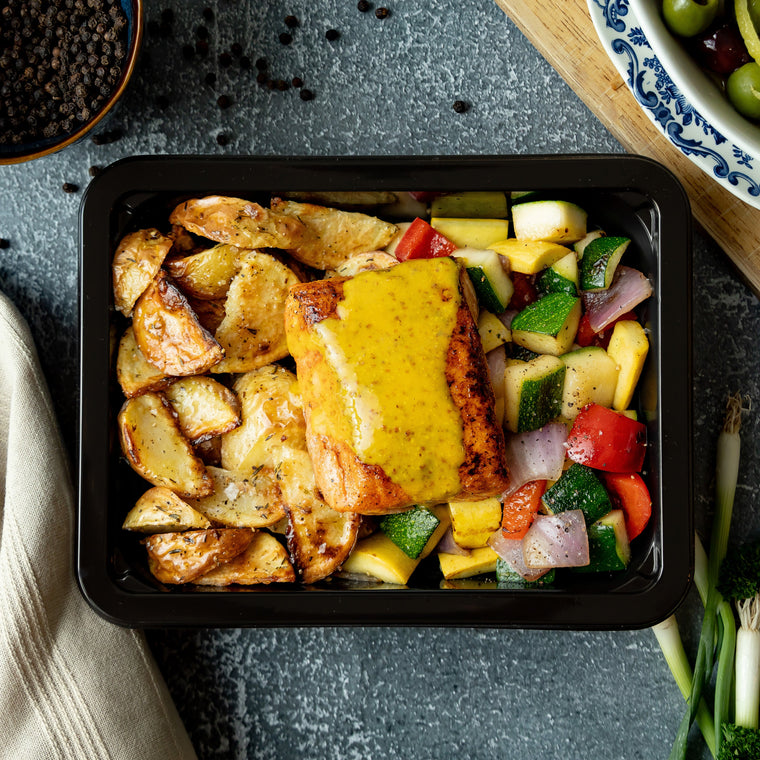 Maple Mustard Salmon & Roasted Veggies