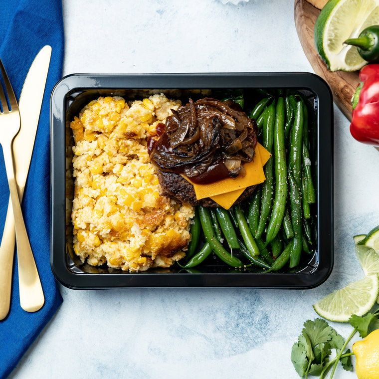 BBQ Cheeseburger & Corn Cakes