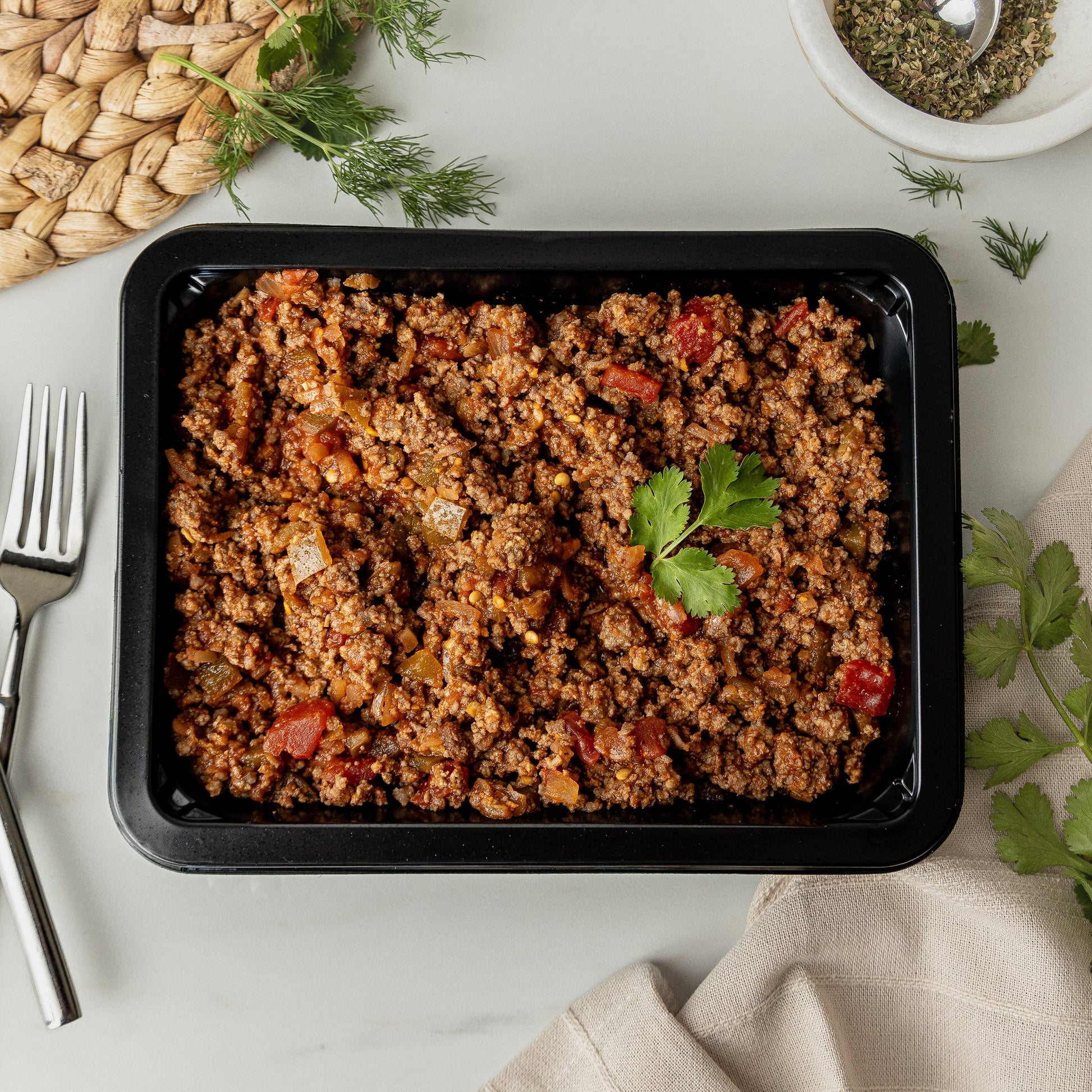 Bulk Salsa Ground Beef - Savory chorizo-spiced ground beef tossed with salsa