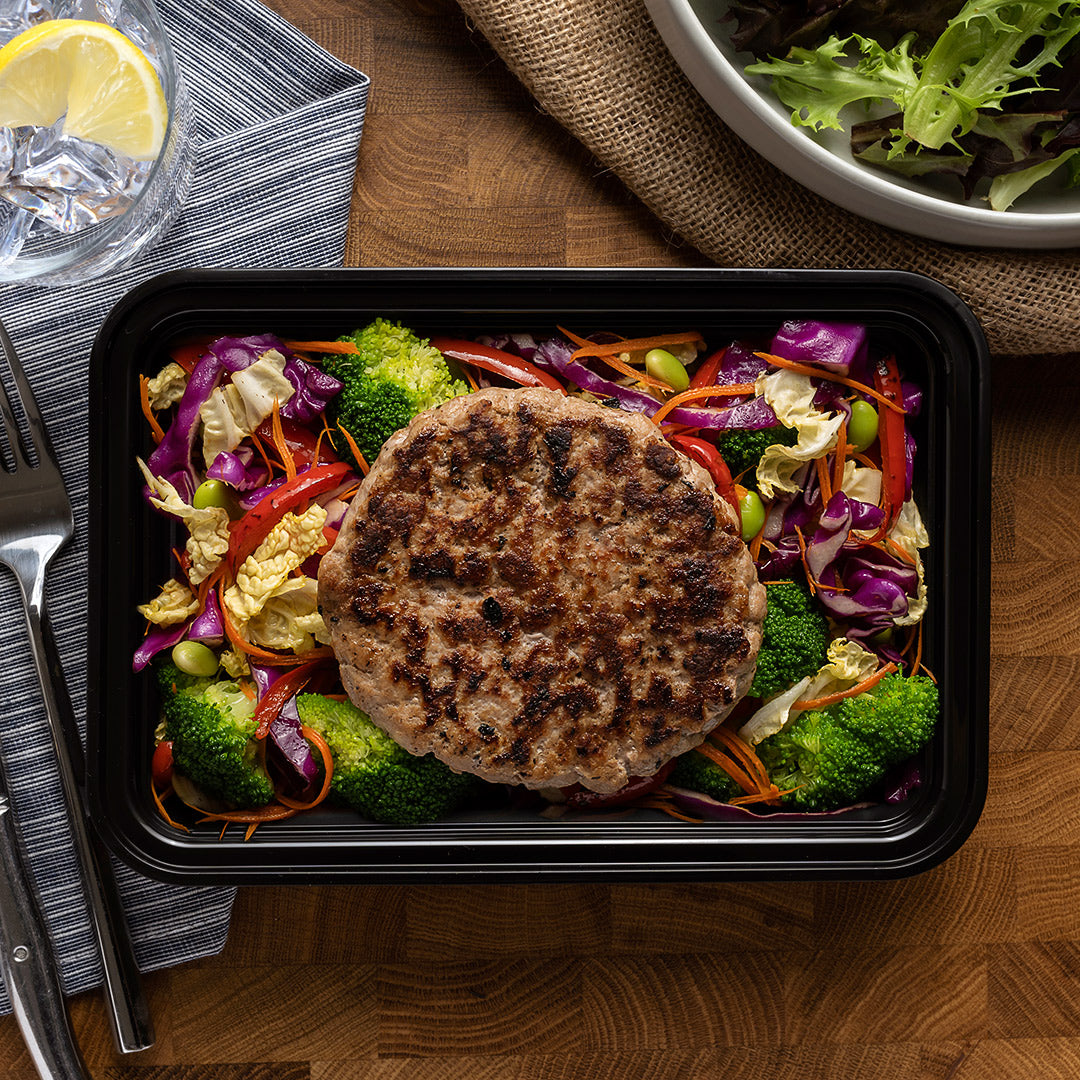 sweet and salty turkey burger overhead